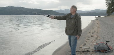 man fishing in the lake